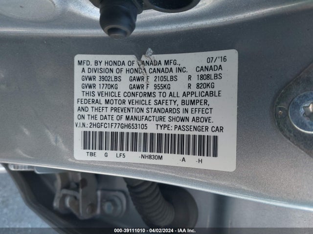 Honda Civic Ex-l 2016 2HGFC1F77GH653105 Image 9
