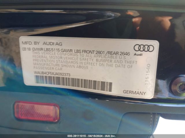 WAUB4CF5XJA092373 Audi S5 3.0t Premium Plus