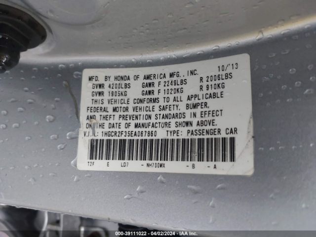 1HGCR2F35EA067860 Honda ACCORD LX
