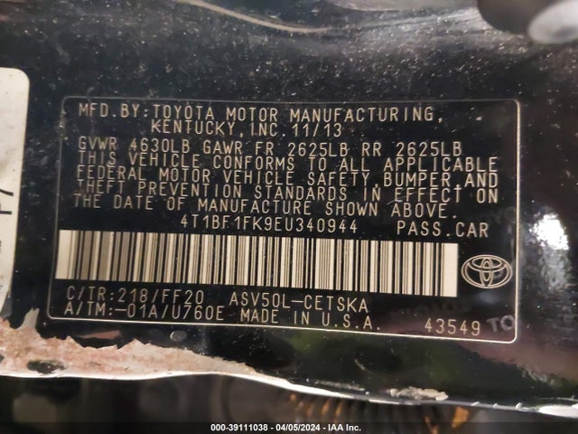 Toyota CAMRY SE 2014 4T1BF1FK9EU340944 Image 9