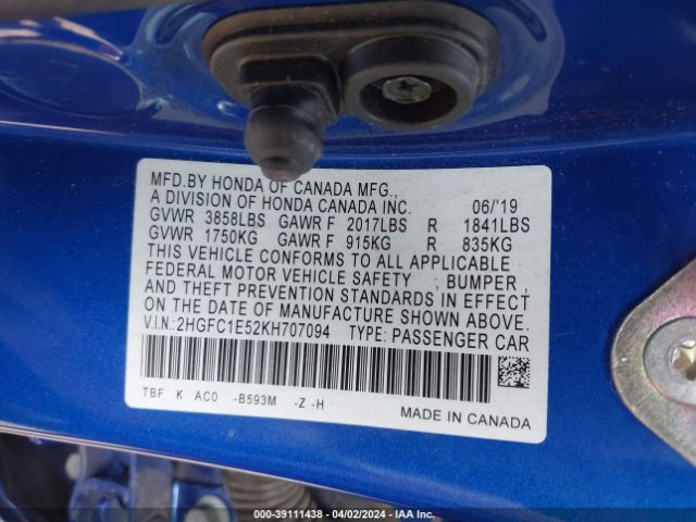 2HGFC1E52KH707094 Honda CIVIC SI