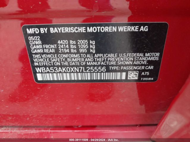 WBA53AK0XN7L25556 BMW 228 Gran Coupe I Sdrive