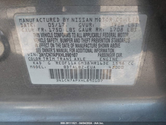 Nissan Versa 1.6 Sv 2017 3N1CN7APXHL890107 Image 9