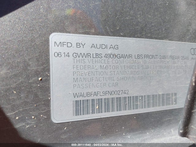 Audi A4 2.0t Premium 2015 WAUBFAFL9FN002742 Image 9