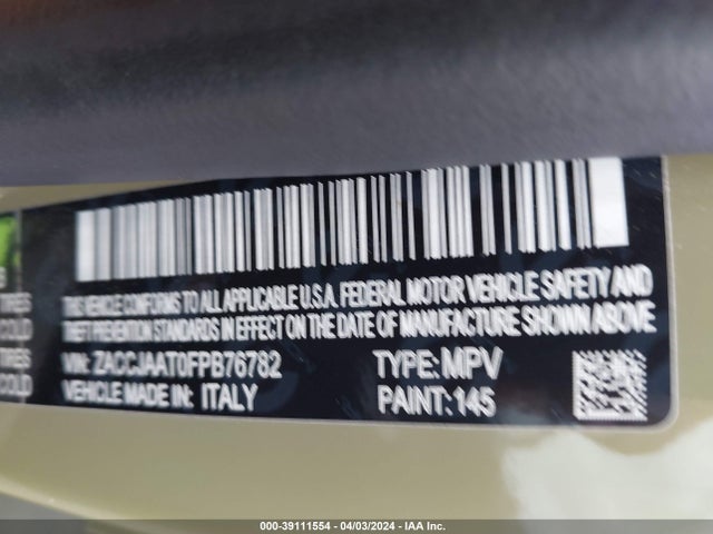 ZACCJAAT0FPB76782 Jeep Renegade Sport
