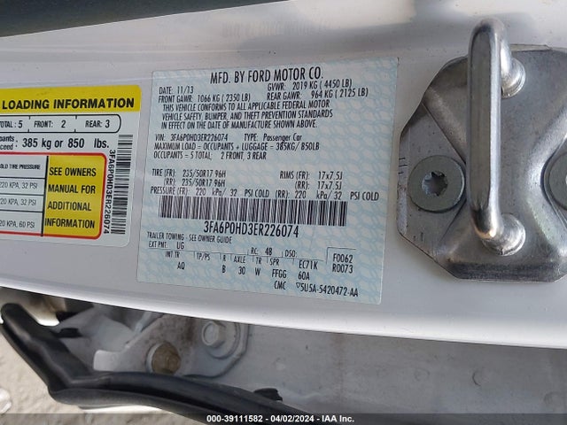 Ford FUSION SE 2014 3FA6P0HD3ER226074 Image 9