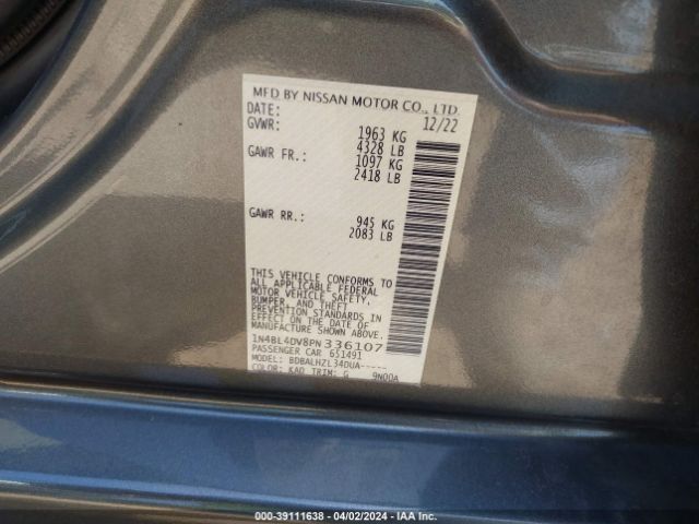 1N4BL4DV8PN336107 Nissan Altima Sv Fwd