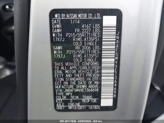 Nissan JUKE S 2014 JN8AF5MVXET364698 Image 9