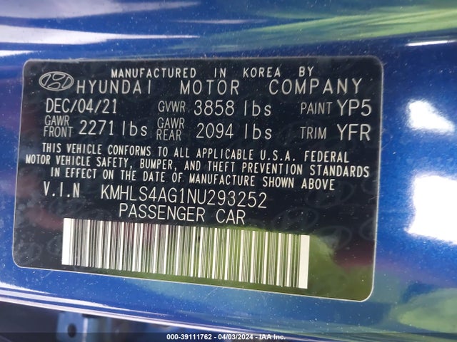 Hyundai ELANTRA SEL 2022 KMHLS4AG1NU293252 Image 9