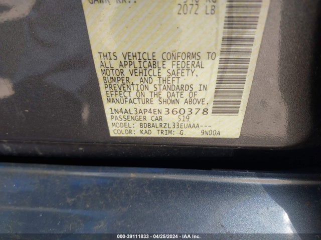 Nissan Altima 2.5 S 2014 1N4AL3AP4EN360378 Image 9