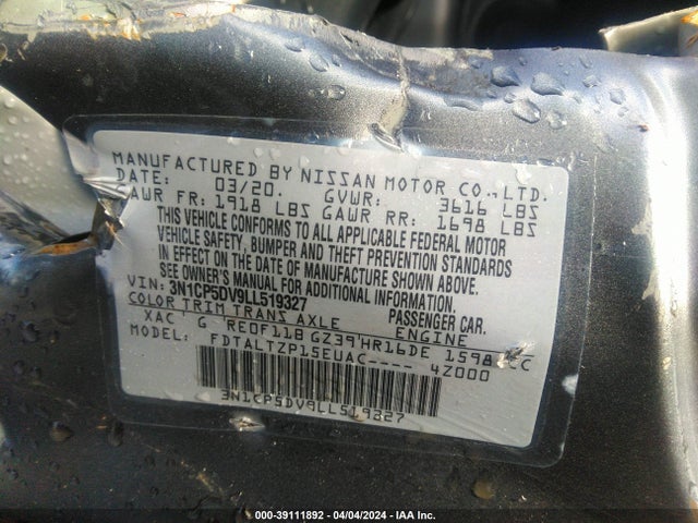 Nissan Kicks Sr Xtronic Cvt 2020 3N1CP5DV9LL519327 Image 9