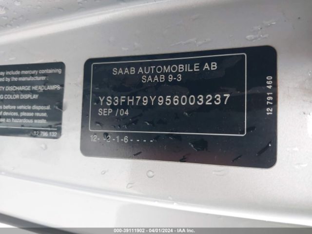 2005 SAAB 9-3 YS3FH79Y956003237 Photo 8