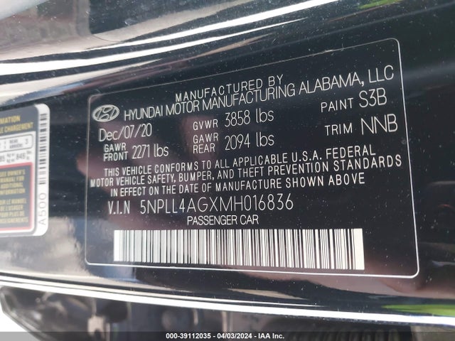 Hyundai ELANTRA SE 2021 5NPLL4AGXMH016836 Image 9