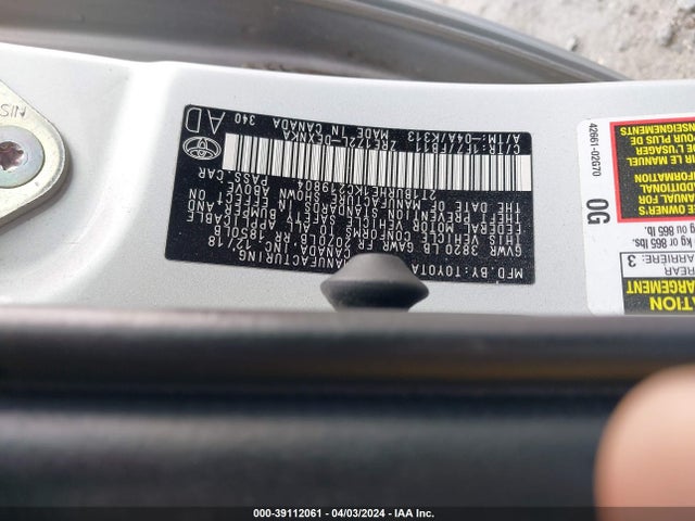 Toyota COROLLA LE 2019 2T1BURHE1KC219804 Image 9