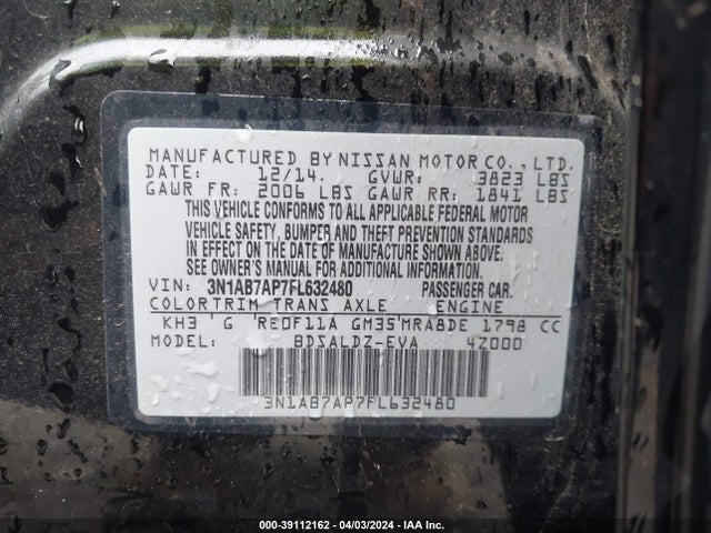 Nissan SENTRA SV 2015 3N1AB7AP7FL632480 Image 9