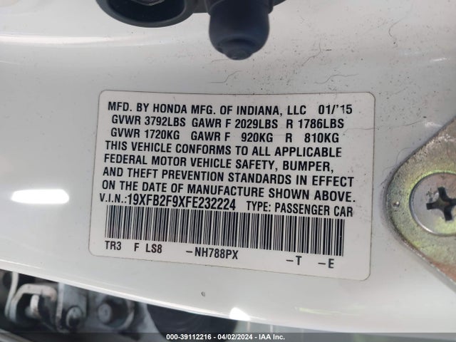 Honda Civic Ex-l 2015 19XFB2F9XFE232224 Image 9
