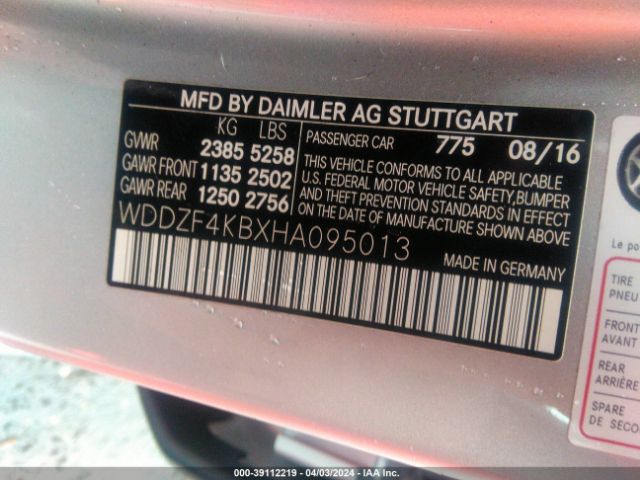 WDDZF4KBXHA095013 Mercedes-Benz E 300 4matic