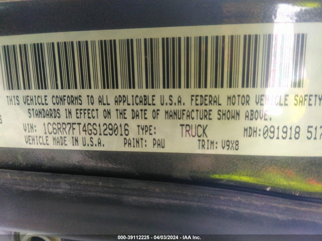 RAM 1500 Tradesman 2016 1C6RR7FT4GS129016 Image 9