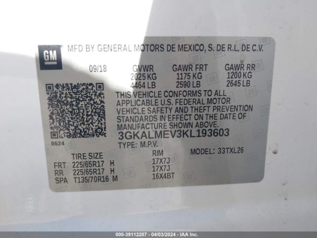 3GKALMEV3KL193603 GMC Terrain Sle