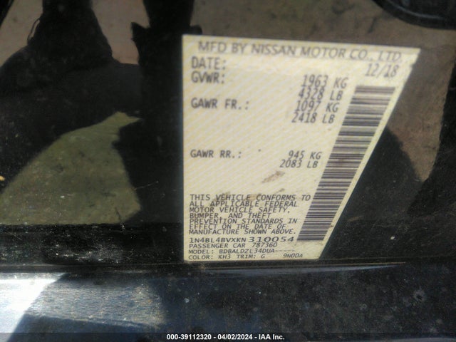 Nissan Altima 2.5 S 2019 1N4BL4BVXKN310054 Image 9
