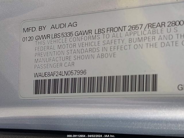 2020 AUDI A6 SEDAN WAUE8AF24LN057996 Photo 8