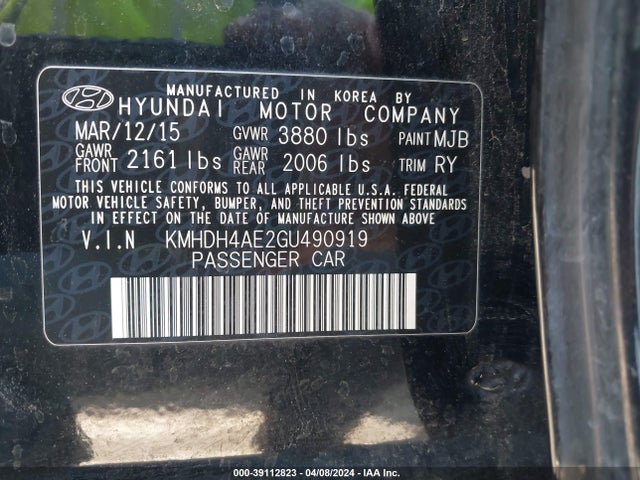 Hyundai Elantra Value Edition 2016 KMHDH4AE2GU490919 Image 9