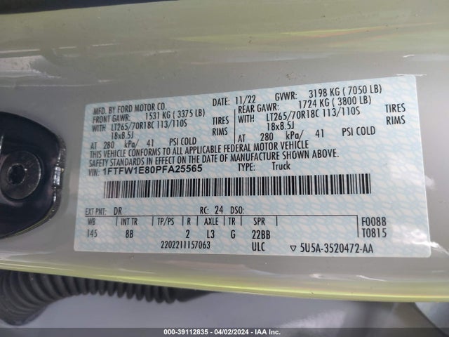 Ford F-150 Xl 2023 1FTFW1E80PFA25565 Image 9