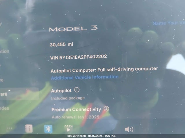 5YJ3E1EA2PF402202 Tesla Model 3 Rear-wheel Drive