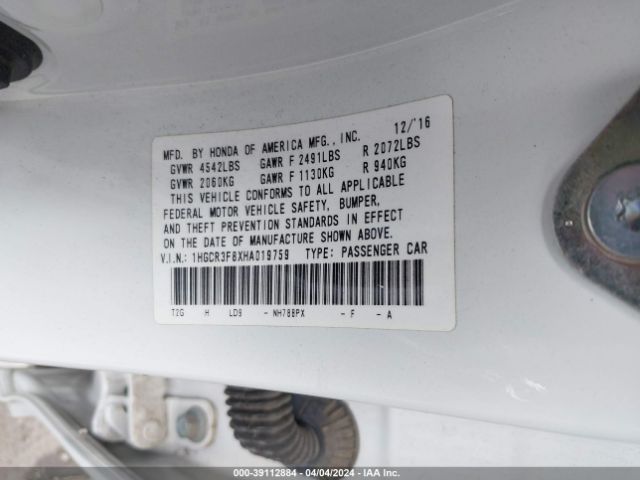1HGCR3F8XHA019759 Honda Accord Ex-l V6