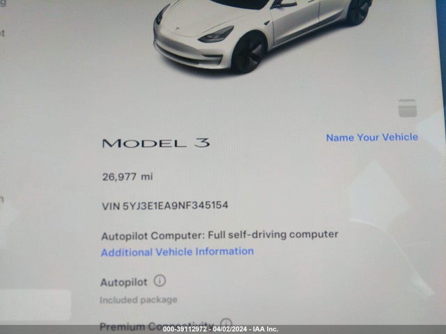 Tesla Model 3 Rear-wheel Drive 2022 5YJ3E1EA9NF345154 Image 7