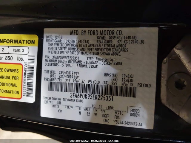 Ford Fusion Titanium 2014 3FA6P0K93ER225351 Image 9