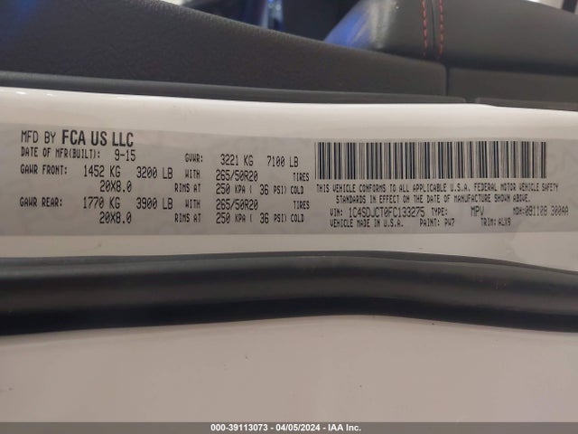 Dodge Durango R/t 2015 1C4SDJCT0FC133275 Image 9