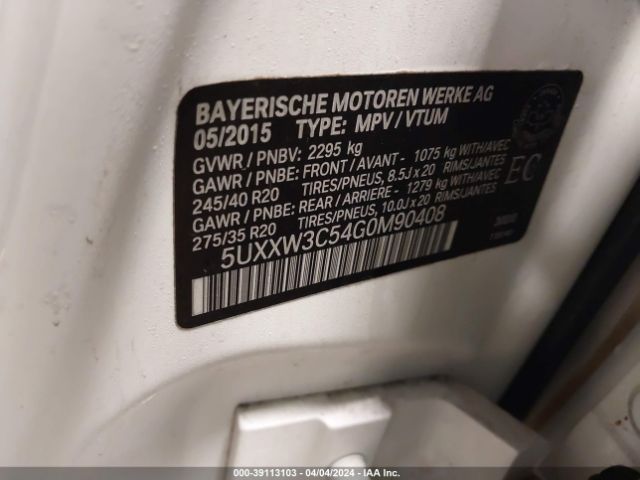 5UXXW3C54G0M90408 BMW X4 Xdrive28i