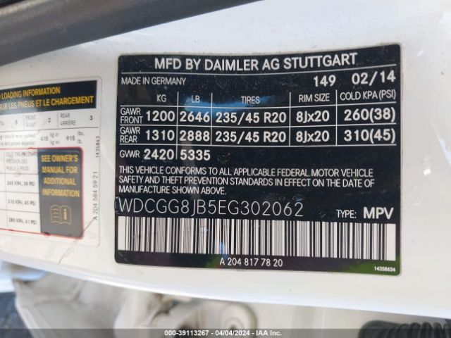 WDCGG8JB5EG302062 Mercedes-Benz Glk 350 4matic