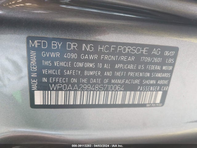 2008 PORSCHE 911 WP0AA29948S710064 Photo 8