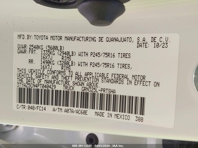Toyota Tacoma Sr5 V6 2023 3TYAZ5CN4PT040429 Image 9