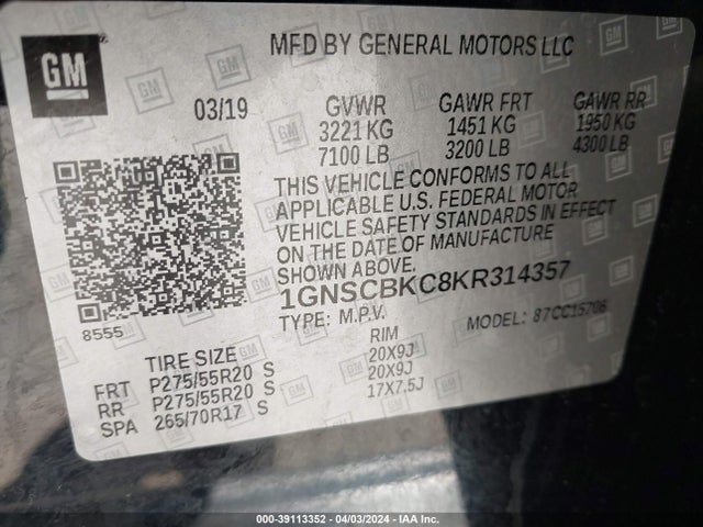 Chevrolet Tahoe Lt 2019 1GNSCBKC8KR314357 Image 9