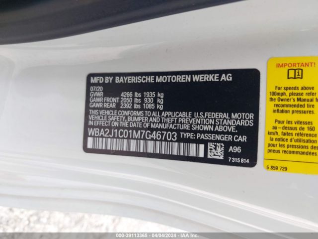 WBA2J1C01M7G46703 BMW 230I