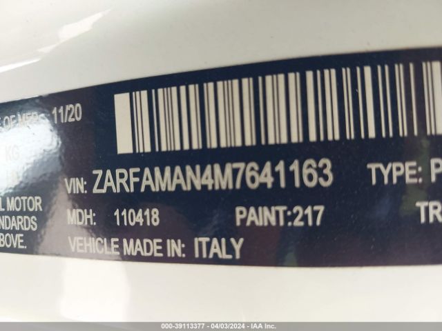 ZARFAMAN4M7641163 Alfa Romeo Giulia Rwd