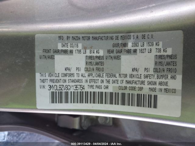 3MYDLBZV8GY135764 Scion IA