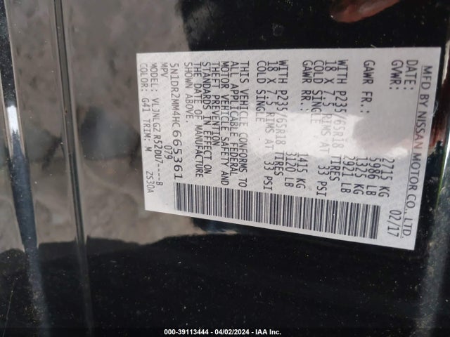 Nissan Pathfinder Sl 2017 5N1DR2MM4HC665361 Image 9