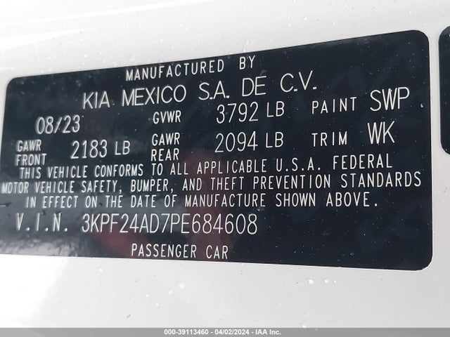 KIA Forte Lxs 2023 3KPF24AD7PE684608 Image 9