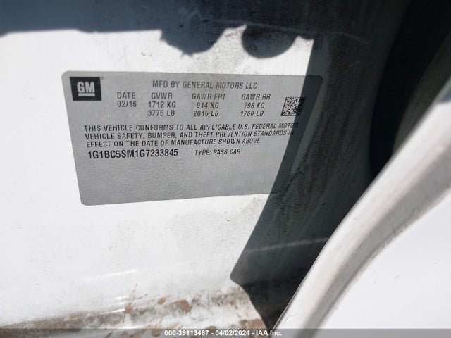 Chevrolet Cruze Ls Auto 2016 1G1BC5SM1G7233845 Image 9