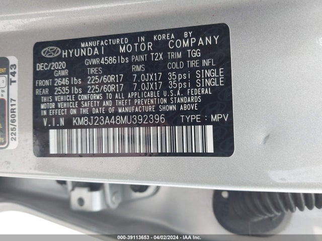 Hyundai TUCSON SE 2021 KM8J23A48MU392396 Image 9