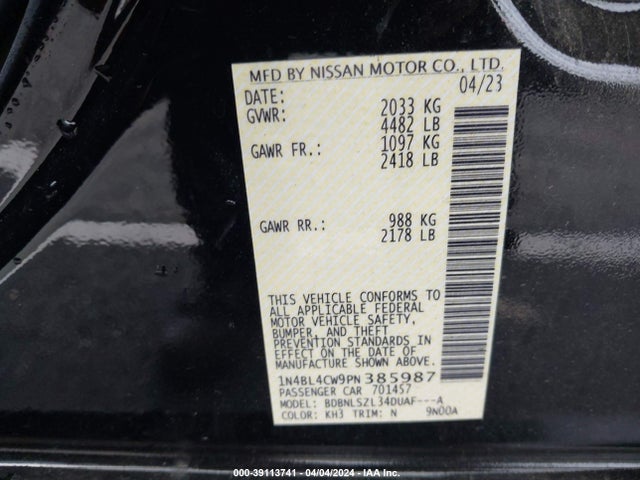 Nissan Altima Sr Intelligent Awd 2023 1N4BL4CW9PN385987 Image 9