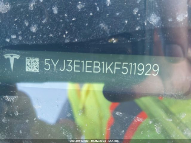 5YJ3E1EB1KF511929 Tesla Model 3 Long Range/performance