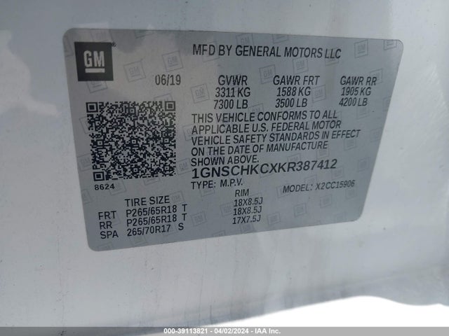 Chevrolet Suburban Lt 2019 1GNSCHKCXKR387412 Image 9