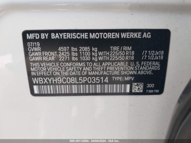 WBXYH9C08L5P03514 BMW X2 Sdrive28i