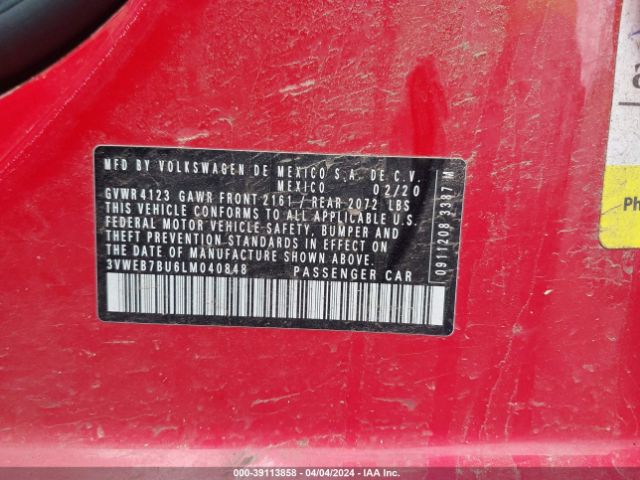 3VWEB7BU6LM040848 Volkswagen Jetta 1.4t Sel