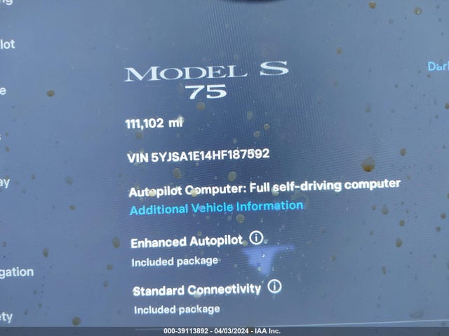 5YJSA1E14HF187592 Tesla Model S 60/75